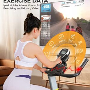 pooboo Indoor Cycling Bike, Belt Drive Indoor Exercise Bike Stationary LCD Monitor with Ipad Mount ＆Comfortable Seat Cushion for Home Cardio Workout Cycle Bike Training