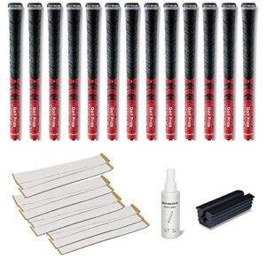 golf pride new decade multicompound (mcc) midsize red – 13 pc golf grip kit (with tape, solvent, vise clamp)