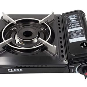 Plana. Portable Gas Stove with Carrying Case, 9,000 BTU for Camping, Picnics, Hiking, Fishing, BBQ