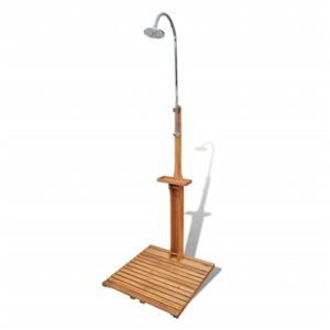 vidaxl solid wood fir wooden garden shower portable mobile pressure adjustable outdoor camping