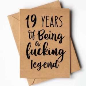 19th birthday card for him – her, 19th birthday card for daughter & son from mom, dad, 19 years old birthday gift for girls & boys, friend, sister, brother, 19 years of being a legend