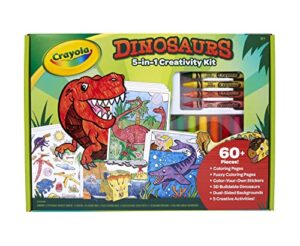 crayola dinosaur 5-in-1 art kit, dinosaur toys alternative, gift for kids, ages 4, 5, 6, 7