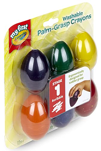 Crayola My First Palm Grip Crayons, Toddler, Coloring Gift, 6 Count, Assorted Colors