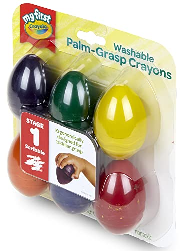 Crayola My First Palm Grip Crayons, Toddler, Coloring Gift, 6 Count, Assorted Colors