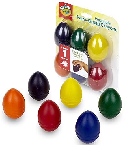 Crayola My First Palm Grip Crayons, Toddler, Coloring Gift, 6 Count, Assorted Colors