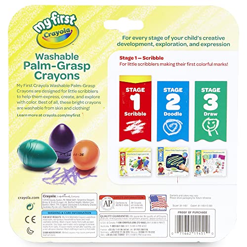 Crayola My First Palm Grip Crayons, Toddler, Coloring Gift, 6 Count, Assorted Colors