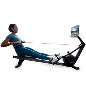 hydrow wave rowing machine with immersive 16″ hd touchscreen – stows upright, compact, live home workouts with membership (sold separately), electromagnetic drag technology, 375 lb weight capacity