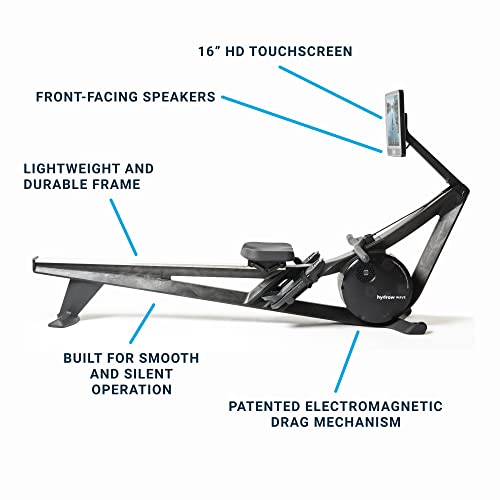 Hydrow Wave Rowing Machine with Immersive 16" HD Touchscreen - Stows Upright, Compact, Live Home Workouts with Membership (Sold Separately), Electromagnetic Drag Technology, 375 lb Weight Capacity