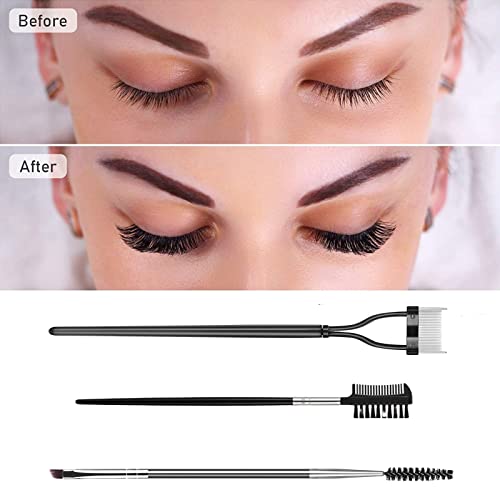 2023 NEWEST Steel Brow Brush Comb、 Eyelash Comb Curlers 、 Double-Ended Eyebrow Brush and Makeup Grooming Cosmetic Brushes Tool Eyelash Separator Mascara Applicator(3 Pieces Set)