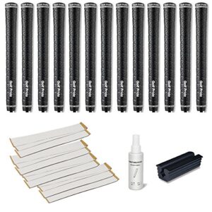 golf pride tour wrap 2g jumbo black – 13 pc golf grip kit (with tape, solvent, vise clamp)