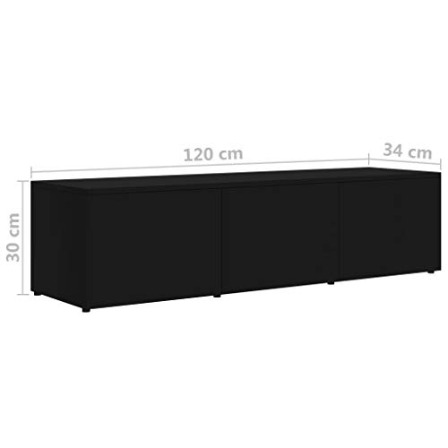 vidaXL TV Cabinet Wooden Cabinet Drawer Chest TV Bench Console Hi-Fi Stereo Stand Storage Home Indoor Living Room Furniture Black Engineered Wood