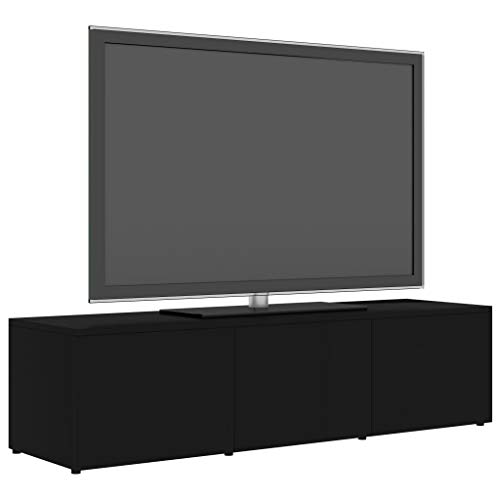 vidaXL TV Cabinet Wooden Cabinet Drawer Chest TV Bench Console Hi-Fi Stereo Stand Storage Home Indoor Living Room Furniture Black Engineered Wood