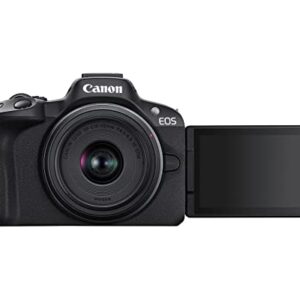 Canon EOS R50 Mirrorless Vlogging Camera (Black) w/RF-S18-45mm F4.5-6.3 is STM Lens, 24.2 MP, 4K Video, Subject Detection & Tracking, Compact, Smartphone Connection, Content Creator