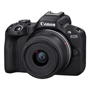Canon EOS R50 Mirrorless Vlogging Camera (Black) w/RF-S18-45mm F4.5-6.3 is STM Lens, 24.2 MP, 4K Video, Subject Detection & Tracking, Compact, Smartphone Connection, Content Creator