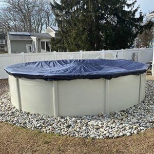 winter block winter pool cover for above ground pools, 24’ ft., round winter aboveground pool cover, 8-year warranty, includes winch and cable, superior strength & durability, uv protected