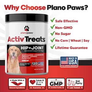 Glucosamine for Dogs Hip and Joint Supplement - Safe Joint Support for Dogs - Natural Dog Joint Supplement with Glucosamine Chondroitin MSM Turmeric - 120 Joint Care Chews for Dogs ActivTreats