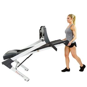 Sunny Health & Fitness SF-T7515 Smart Treadmill with Auto Incline, Speakers, Bluetooth, LCD and Pulse Monitor, Phone Function, 240 LB Max Weight , grey