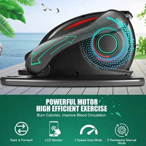 Under Desk Elliptical, Electric Seated Leg Foot Pedal Exerciser with Remote and LCD Monitor, Home & Office Under Desk Cycle, Portable Rehab Exercise Equipment for Seniors, Adults, and Teens