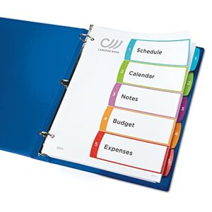 Avery 5 Tab Dividers for 3 Ring Binders, Customizable Table of Contents, Multicolor Tabs, 5 Packs, 5 Sets Total (11840)