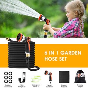 Garden Hose 25 50 100ft with Brass Connector & 3 Layers Latex, Garden Hoses with 10 Function Spray Nozzle, Long Car Wash Water Hose for 3/4 Standard Faucet