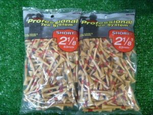 pride professional golf system shortee 2 1/8 natural golf tees 2 bags