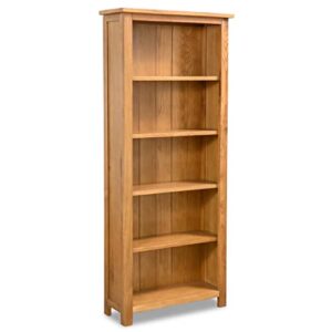 vidaxl 5-tier bookcase 23.6″x8.9″x55.1″ solid oak wood