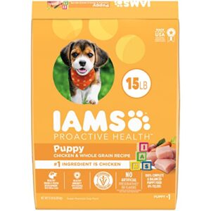 iams smart puppy dry dog food with real chicken, 15 lb. bag