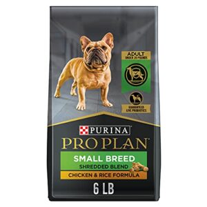 purina pro plan small breed dog food with probiotics for dogs, shredded blend chicken & rice formula – 6 lb. bags