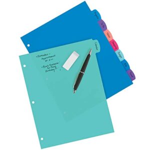 Avery Plastic 8-Tab Two-Tone Binder Dividers with Two Pockets, Insertable Bright Color Big Tabs, 1 Set (11989) & Plastic 8-Tab Write & Erase Big Tab Dividers for 3 Ring Binders, Pastel Brights (16271)