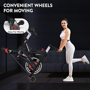 Exercise Bike, Magnetic Stationary Bike for Indoor Cycling (Upgraded Version), Cycle Bike w/ 360° Rotate Ipad Holder for Home Gym, Silent Belt Drive Indoor Bike w/ Comfortable Seat Cushion, 350 lbs Weight Capacity