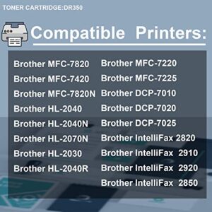 DR350(1 Pack-Black) Compatible Drum Unit Replacement for Brother HL-2040 2040N 2070N 2030 2040R MFC-7220 7225 7820 7420 7820N IntelliFax 2820 2910 2920 2850 DCP-7010 DCP-7020 DCP-7025 Printers.