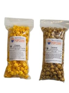 avery’s savory popcorn made fresh in dallas tx 2 pack (cheddar, caramel)