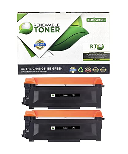 Renewable Toner Compatible Toner Cartridge Replacement for Brother TN450 TN-450 DCP-7060 DCP-7065 HL-2130 - HL-2280 2840 2940 MFC-7240 - MFC-7860 (Black, 2-Pack)