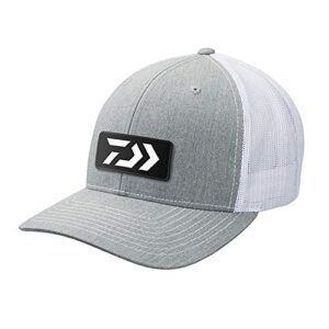 daiwa fishing cap trucker embroidered grey and white logo