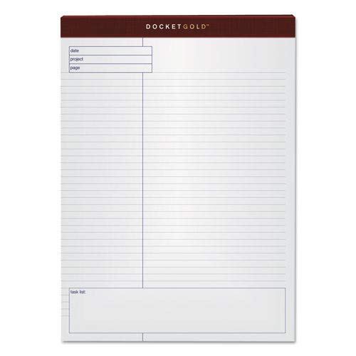 TOPS Products - TOPS - Docket Gold Planning Pad, Wide Rule, 8-1/2 x 11-3/4, White, 4 40-Sheet Pads/Pack - Sold As 1 Pack - Heavyweight paper prevents bleed-through to next sheet. - Letr-Trim perforation leaves clean edge. - Extra-thick backer supports wri