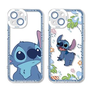 [2 Pack] Cute Phone Case for Apple iPhone 13 Case, Cartoon Kawaii Aesthetic Cover Girls Boys Girly Women Kids Men Cool Unique Design Case Clear Soft TPU Protective Case for iPhone 13 6.1"