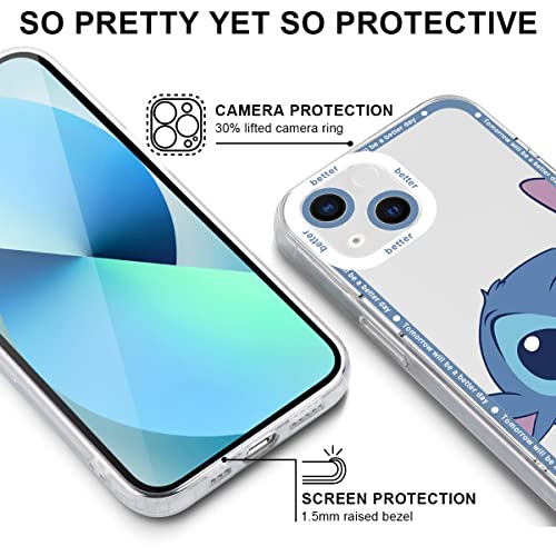 [2 Pack] Cute Phone Case for Apple iPhone 13 Case, Cartoon Kawaii Aesthetic Cover Girls Boys Girly Women Kids Men Cool Unique Design Case Clear Soft TPU Protective Case for iPhone 13 6.1"