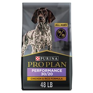 purina pro plan high calorie, high protein dry dog food, 30/20 chicken & rice formula – 48 lb. bag