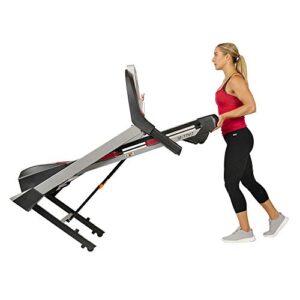 Sunny Health & Fitness Folding Treadmill for Home Exercise with 265 LB Capacity, Device Holder, Bluetooth Speakers and USB Charging - SF-T7917, Gray