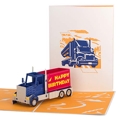 Ribbli Happy Birthday Truck Handmade 3D Pop Up Card,Greeting Card,Car Birthday Card,For Him,Her,Men,Women,Dad,Mom,Husband,Wife,Boyfriend,Girlfriend,Brother,Sister,Son,Daughter,Kid,Friend,with Envelope