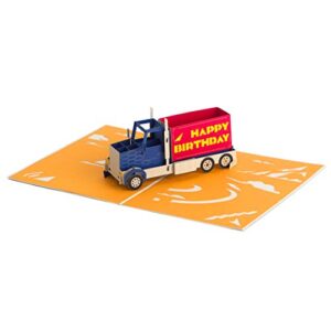 Ribbli Happy Birthday Truck Handmade 3D Pop Up Card,Greeting Card,Car Birthday Card,For Him,Her,Men,Women,Dad,Mom,Husband,Wife,Boyfriend,Girlfriend,Brother,Sister,Son,Daughter,Kid,Friend,with Envelope