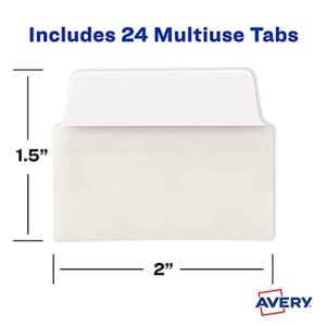 Avery Multiuse Ultra Tabs, 2" x 1.5", 2-Side Writable, White, 24 Repositionable Tabs (74787)