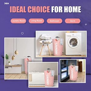 XX-Large Laundry Basket, Collapsible Fabric Hamper with Aluminum Handles, 115L, Tall Foldable Clothes Baskets, Easy Carry Bags, Hampers for Kids Bedroom, College Dorms (Pink)