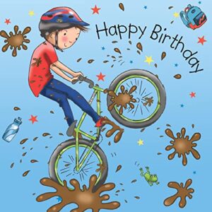 Twizler Childrens Birthday Card Boys Bike – Childrens Happy Birthday Card Boy – Boys Birthday Card Childrens – Birthday Card Boy – Bicycle Birthday Card – Kids Birthday Card – Son – Grandson – Brother