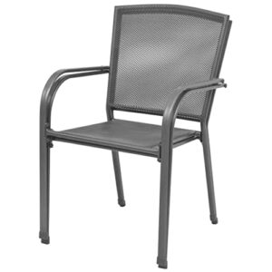 vidaXL 2X Stackable Patio Chairs Steel Gray Garden Outdoor Dining Mesh Seats