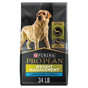 purina pro plan large breed weight management dog food, chicken & rice formula – 34 lb. bag