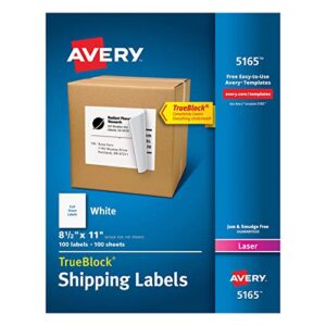 shipping address labels, laser printers, 100 labels, full sheet labels, permanent adhesive, trueblock, white – 1