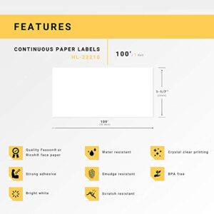 HOUSELABELS Compatible with DK-2210 Replacement Roll for Brother QL Label Printers; Continuous Length Labels; 1-1/7" x 100 feet (29mm*30.48m) - 12 Rolls