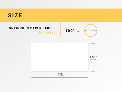 HOUSELABELS Compatible with DK-2210 Replacement Roll for Brother QL Label Printers; Continuous Length Labels; 1-1/7" x 100 feet (29mm*30.48m) - 12 Rolls