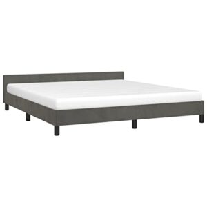 vidaxl bed frame with headboard home indoor bed accessory bedroom upholstered double bed base furniture dark gray 76″x79.9″ king velvet